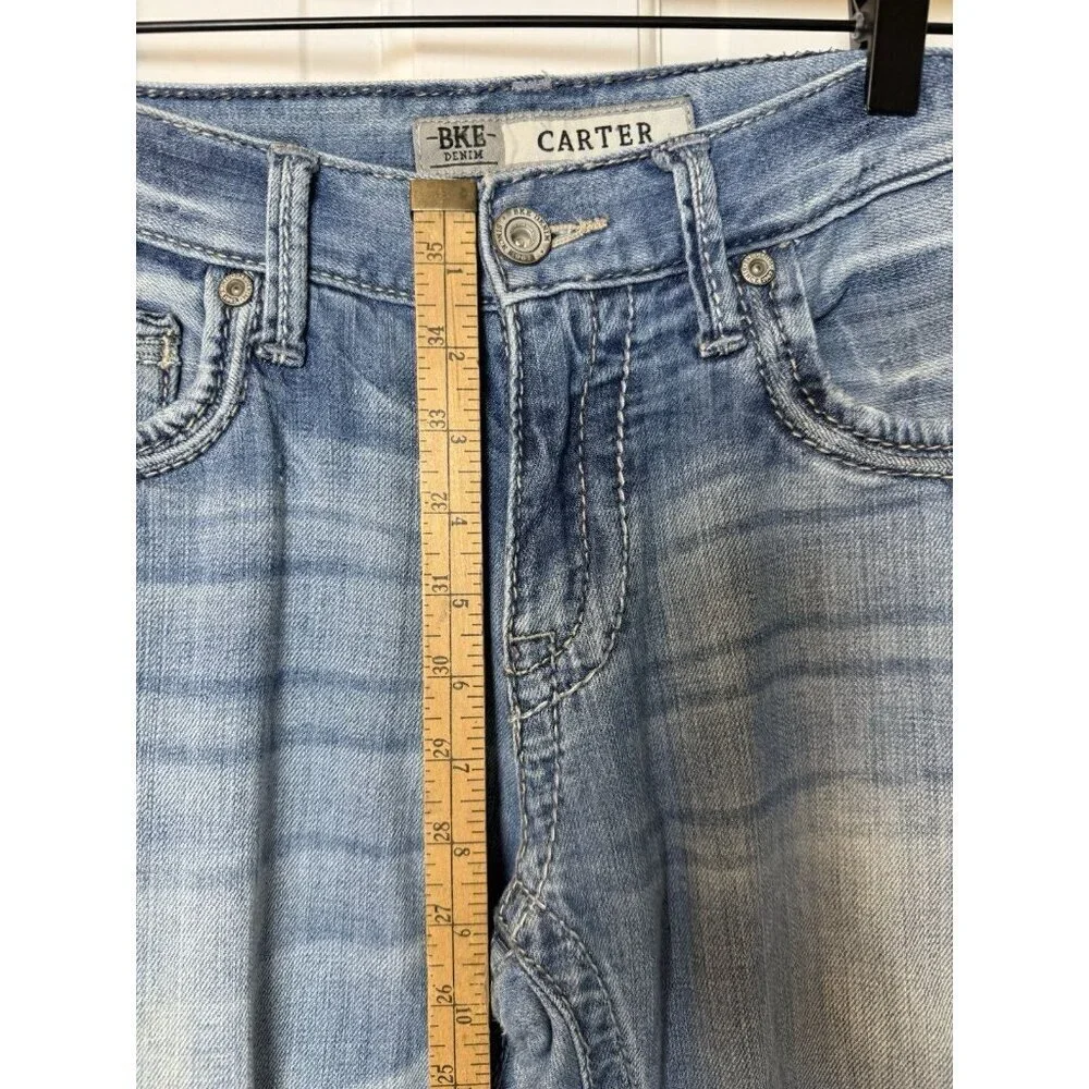BKE Carter Men’s Distressed Light Blue Jeans Size 29S Straight Leg Denim